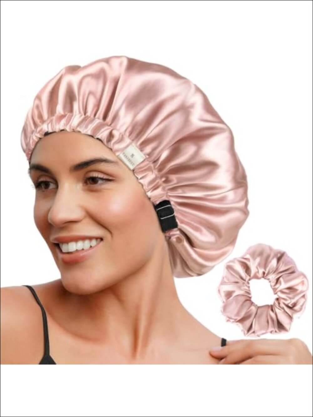 Adjustable Satin Sleep Bonnet Double Layer Hair Cap for Women One Size